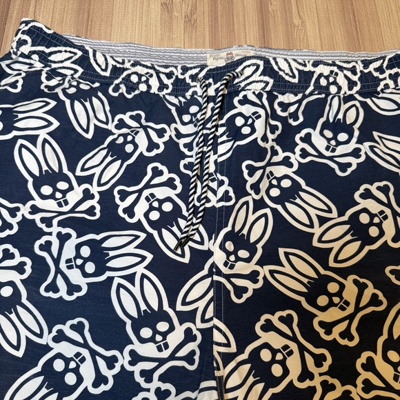 Psycho Bunny Blue Swim Trunk Shorts All-Over-Print Logo Size XL - Picture 2 of 12